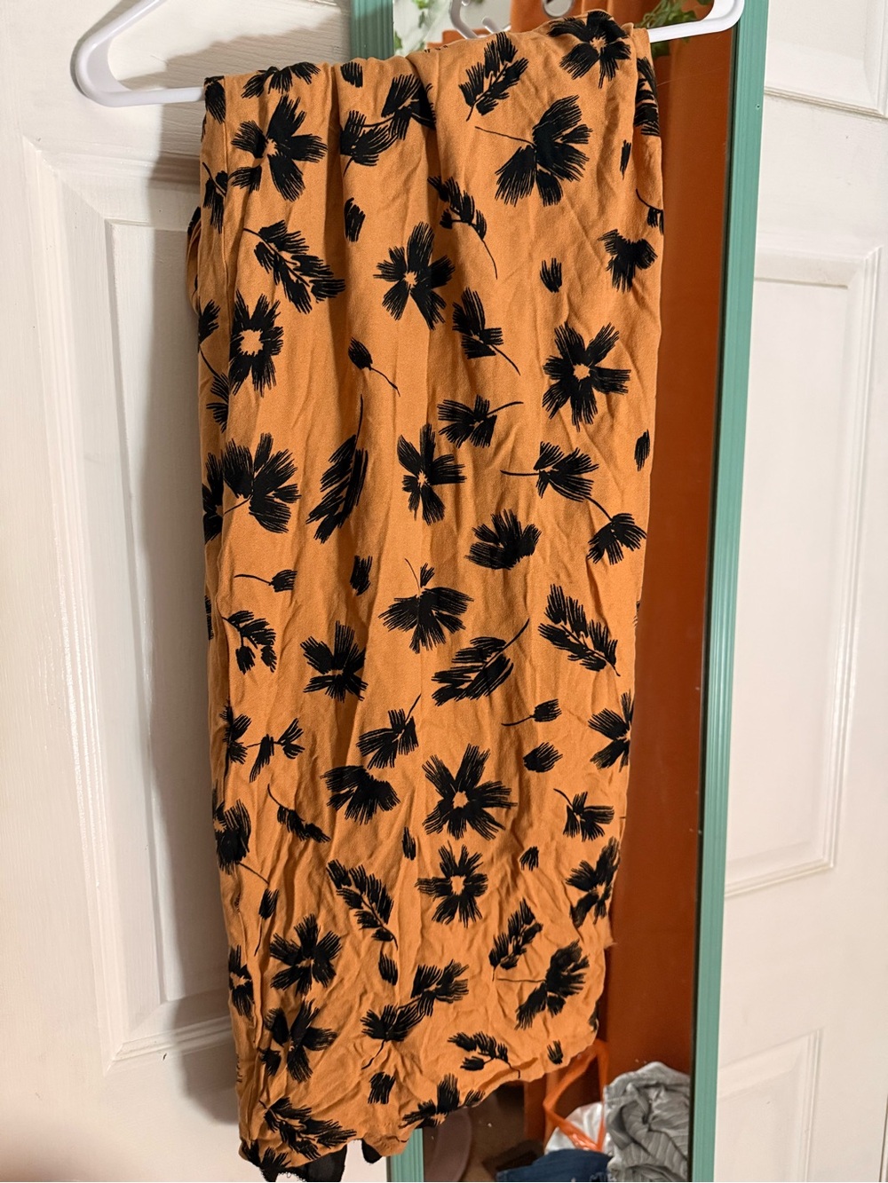 Women's Orange and Black Floral Print Skirt